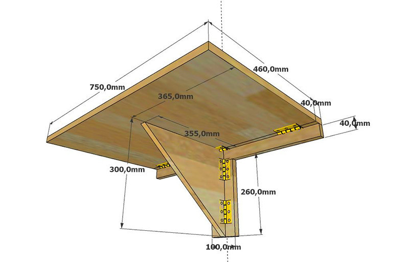 Чертеж складного стола